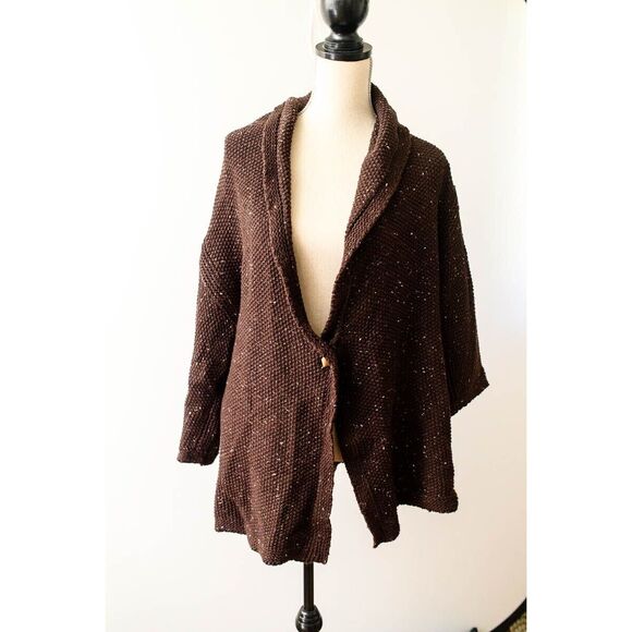 J.Jill Womens Brown Textured Open Cardigan Sweater Size L - Picture 1 of 9